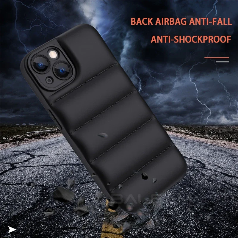 

Luxury Down Jacket Phone Case For iPhone 14 13 Mini 12 11 Pro XS Max X XR 7 8 Plus The Puffer Case Soft Silicon Shockproof Cover
