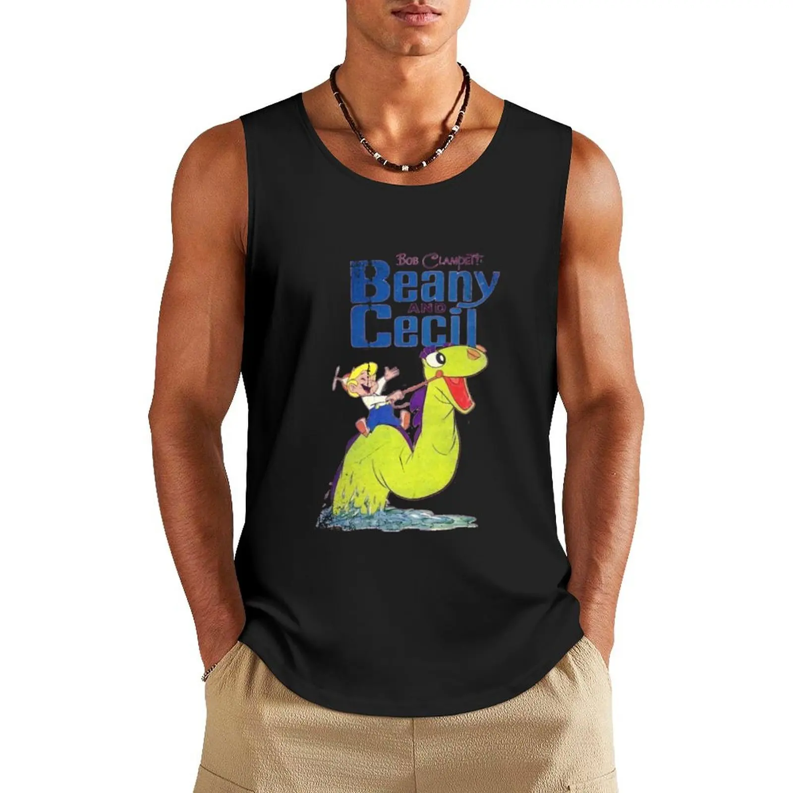 Шапка-бини винтажная Distressed Beany and Cecil Tank Top Мужские майки Muscle fit