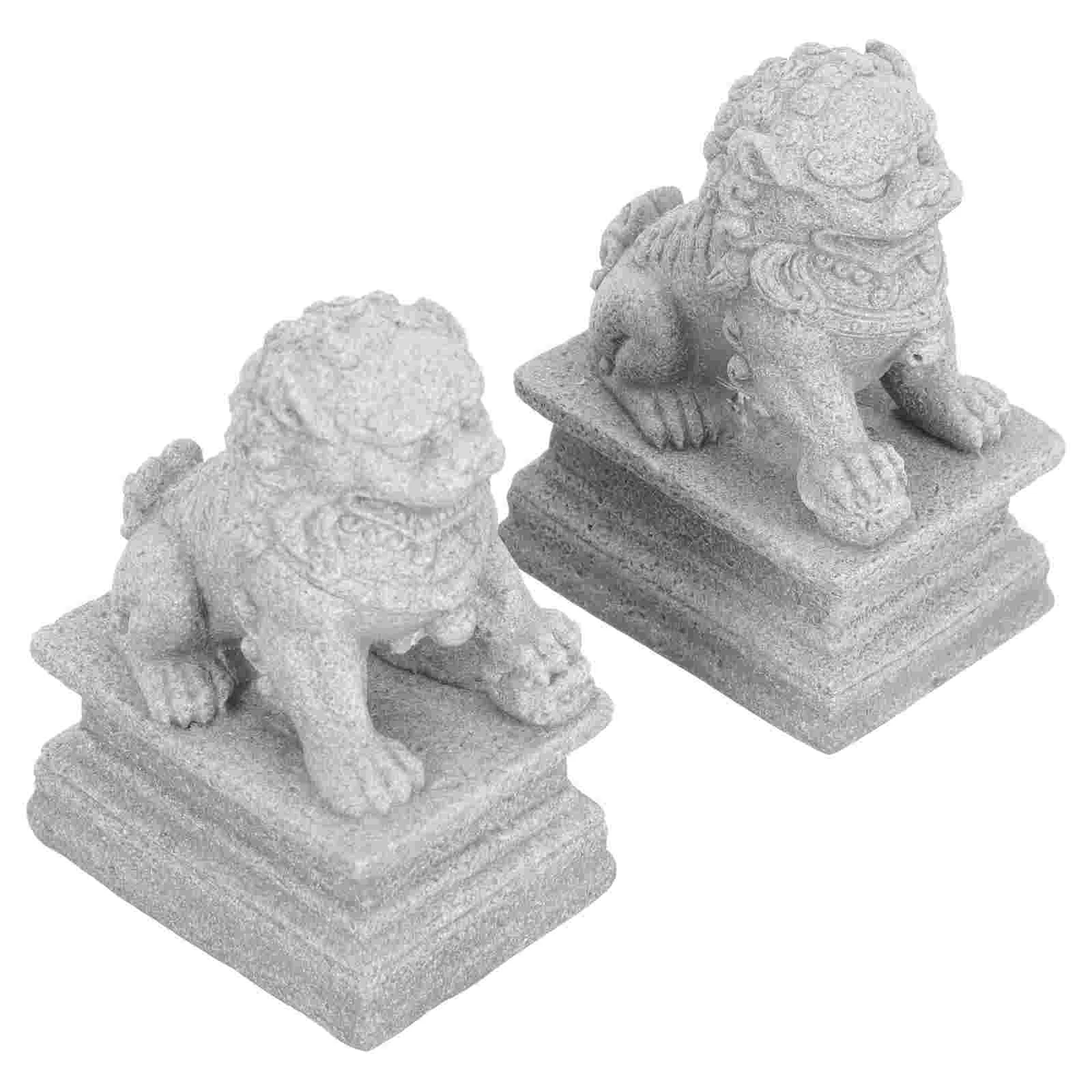 

1 пара статуй из искусственного песчаника в китайском стиле, статуэтки льва, ландшафтный Декор
