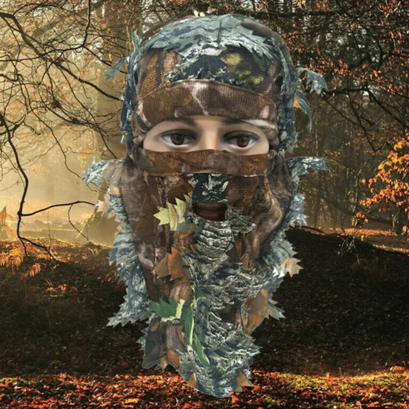 Маска-маска лицевая камуфляжная в виде листьев для пейнтбола