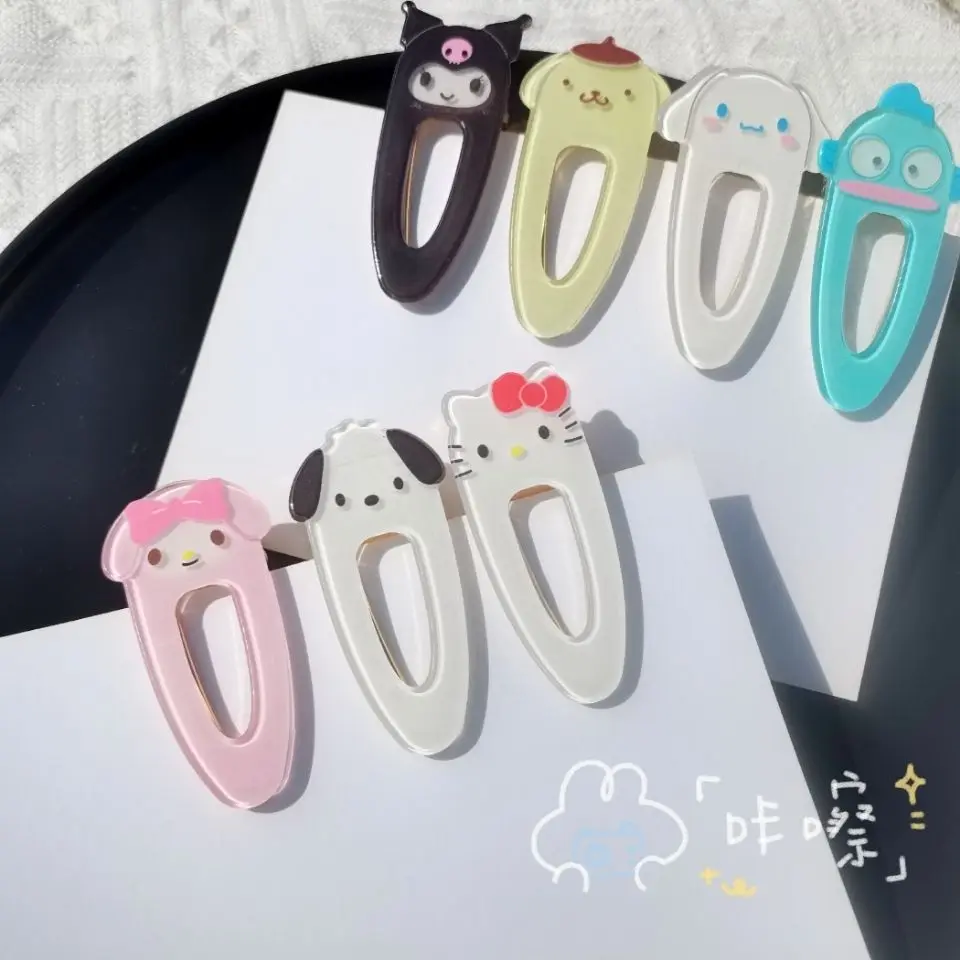 

Sanrios Kawaii Anime Kuromi Melody Cinnamoroll Women Girls Waterdrop Shape Hairpins Pin Slid Clip Fashion Hair Accessories Gift