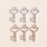 10pcs 12x23mm cute crystal key charms for making women fashion drop earrings pendants necklaces diy keychains jewelry findings