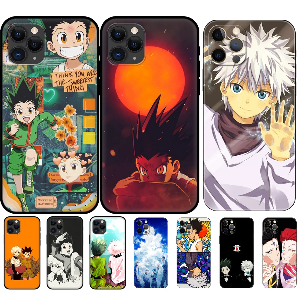 Черный чехол из ТПУ для iphone 5 5s se 2020 6 6s 7 8 plus x 10 XR XS 11 12 13 mini pro MAX back HUNTER HxH Gon Killua аниме