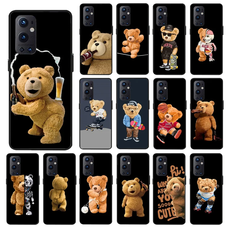 

Cartoon Teddy Bear Beer Phone Case for OnePlus 10 Pro 10T 7T Pro 8 8Pro 8T 9 Pro 9R 9RT Nord2 OnePlus N100 N10 N200 Nord CE