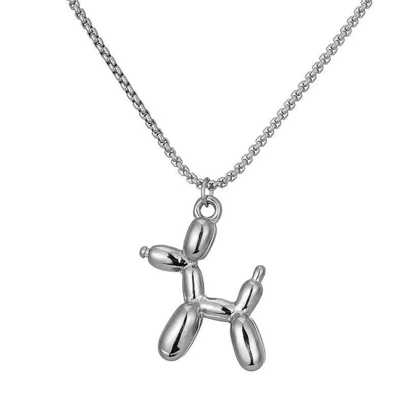 

Poodle Balloon Dog Animal Chain Necklace Silver Balloon Puppy Dog Pendant Necklaces For Women Girls Long Sweater Chain Jewelry