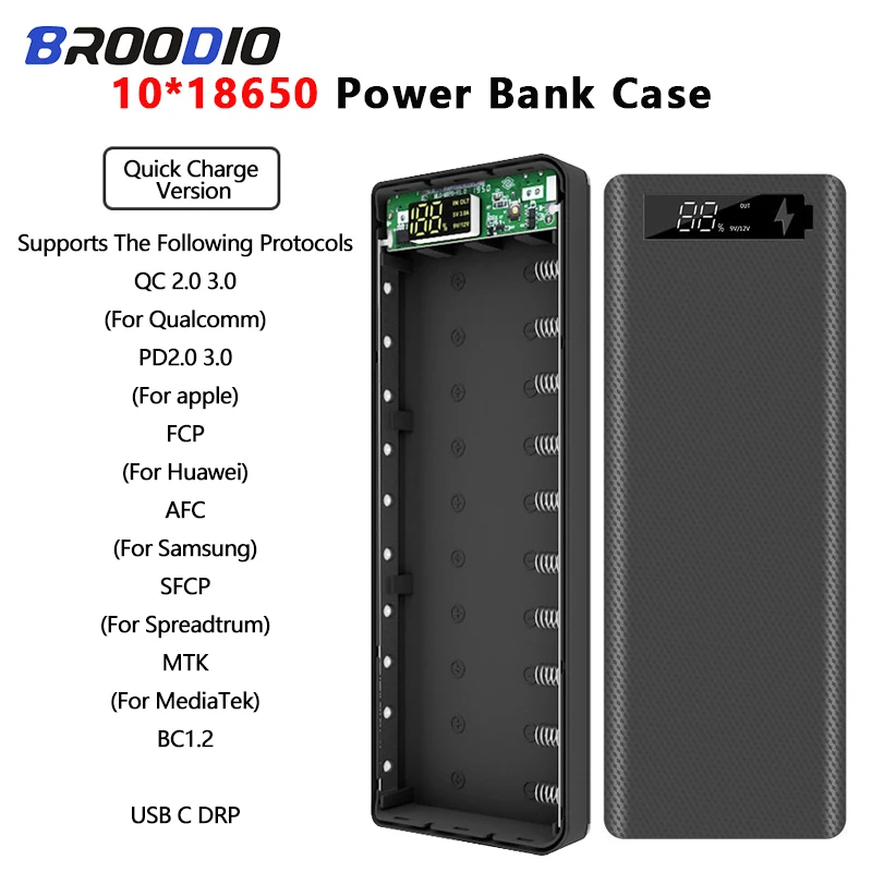 Оформление] QC3.0 10*18650 Чехол для мобильного внешнего аккумулятора смартфона