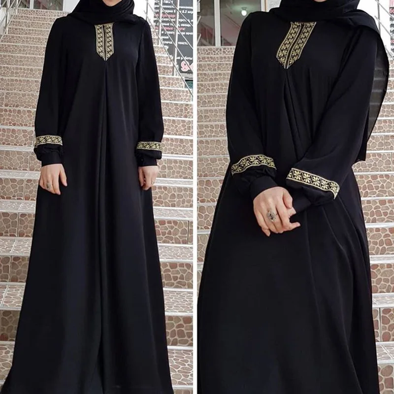 

Мусульманская абайя в этническом стиле с принтом, мусульманское платье абайя, однотонное свободное Повседневное платье, женское мусульманское платье для Ближнего Востока, Аравии