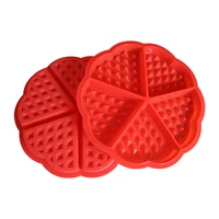kitchen food grade silicone mini round waffles pan five grid mousse cake cookie baking mould tray red high quality kitchen tools