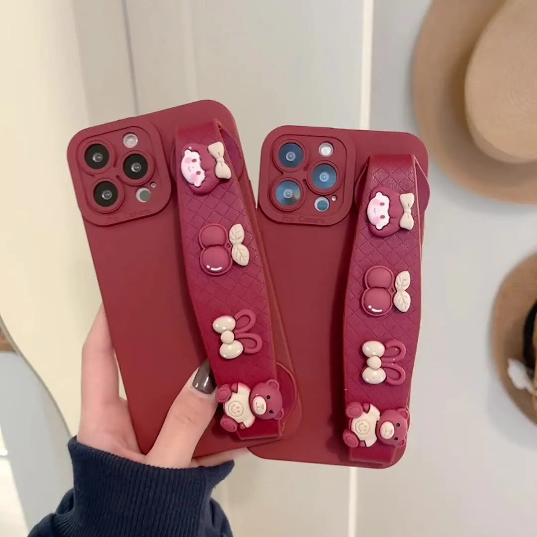 

Wrist Strap Phone Case For iPhone 11 12 13 11Pro Max XR XS Max X 7 8 Plus 13 12 Pro Fluorescent Color Soft Back Cover