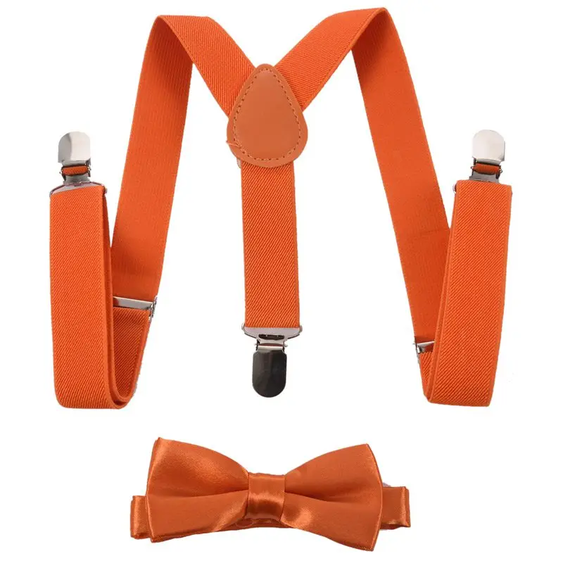 

Детские регулируемые эластичные подтяжки для мальчиков с милым галстуком-бабочкой оранжевого цвета