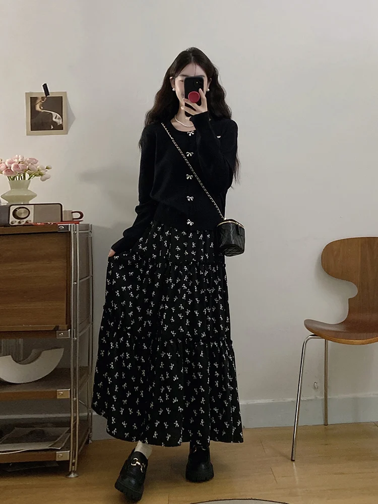 Корейская серия с полным комплектом осенне-зимней одежды Вязаный кардиган