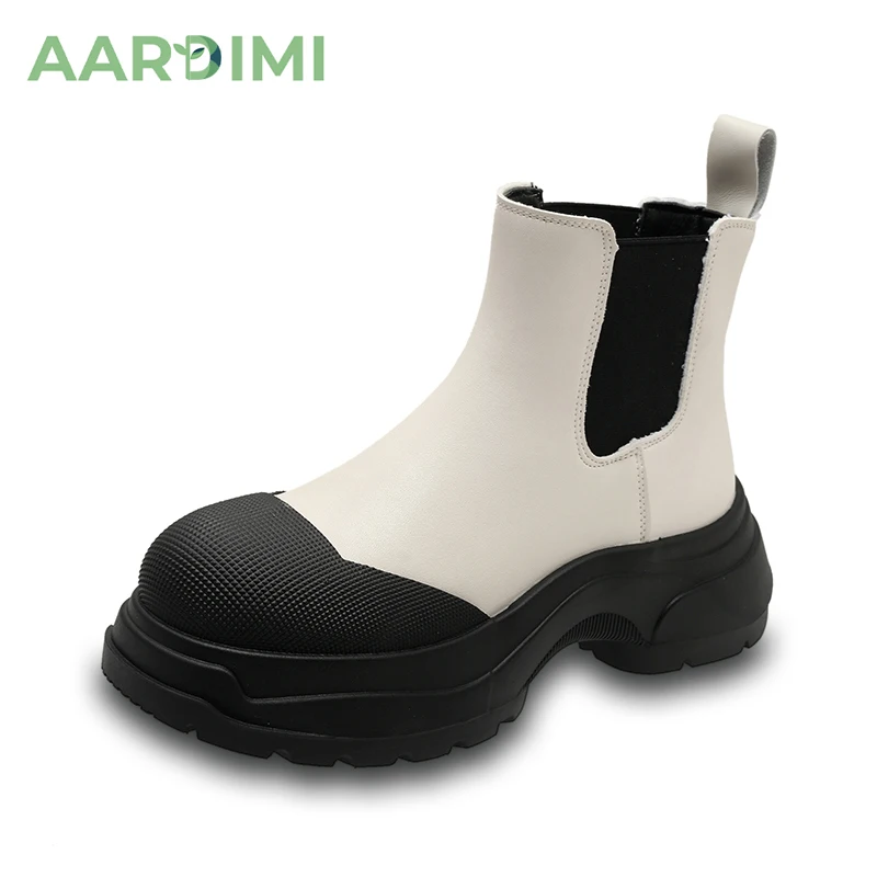 

Женские ботинки челси на платформе AARDIMI, резиновые полусапожки на танкетке, без застежки, с круглым носком, модная обувь, увеличивающая рост