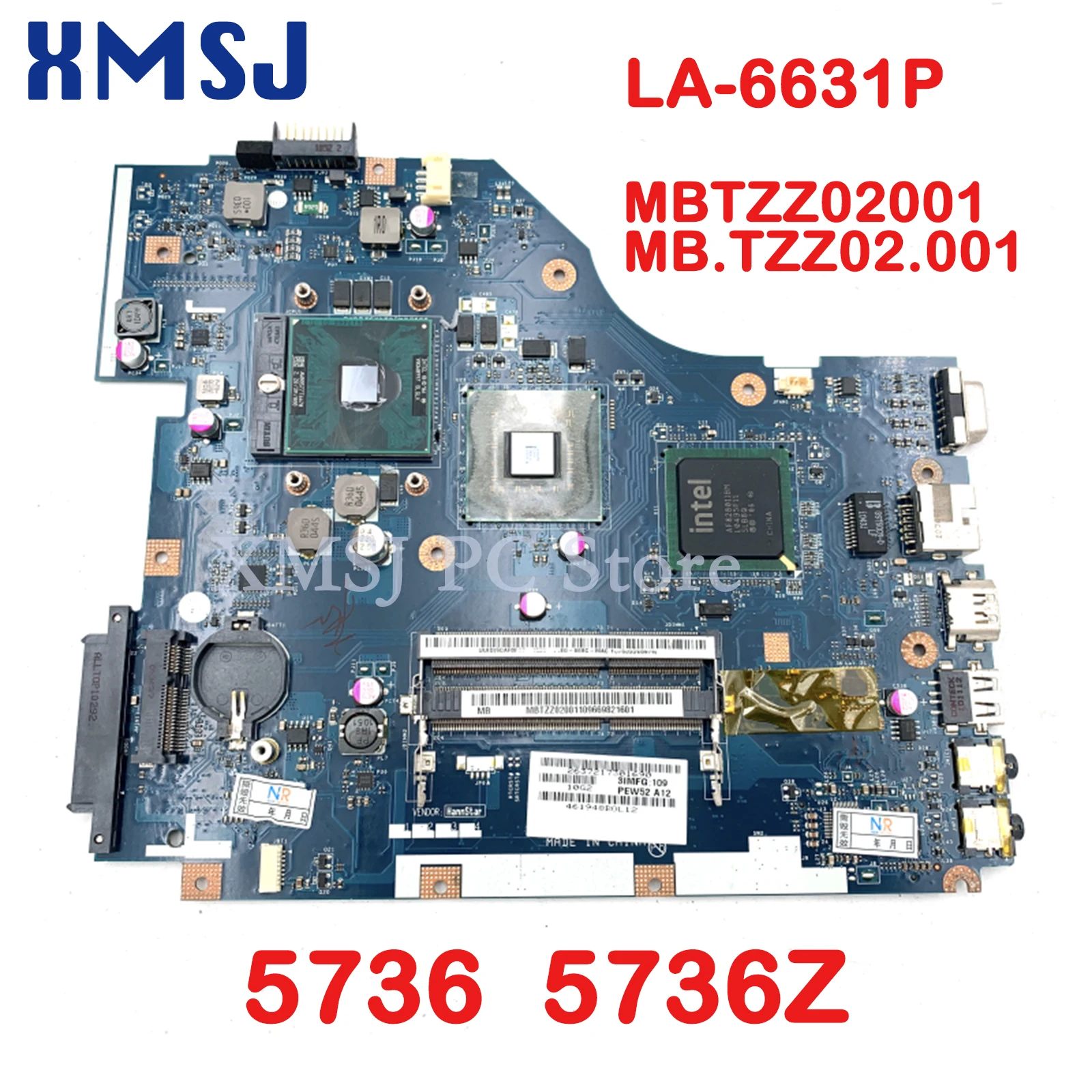 

XMSJ PEW72 LA-6631P MBTZZ02001 MB.TZZ02.001 For Acer aspire 5736 5736z Laptop motherboard GM45 DDR3 free CPU full test