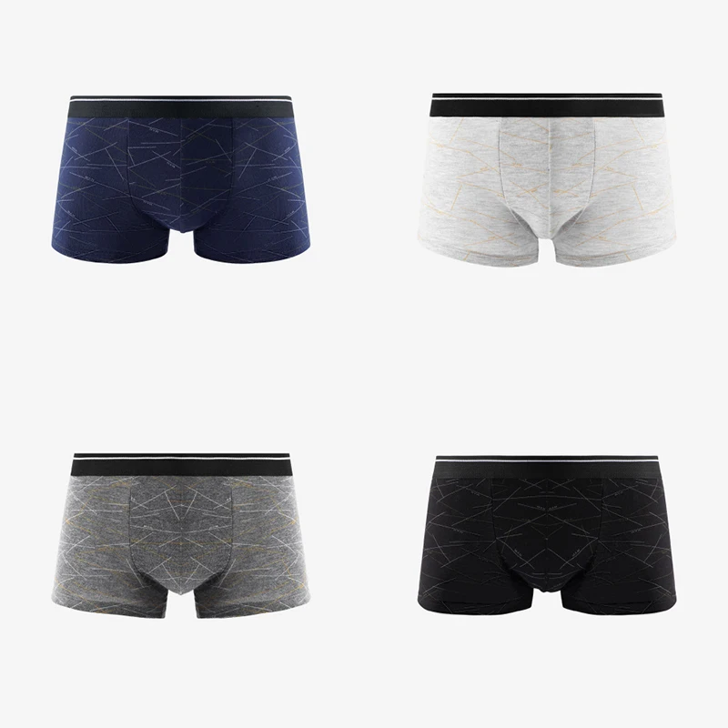 Mens Boxer Cotton Underwear Boxers Male Underpants Male Panties Breathbale U Convex Pouch Men Printing Shorts Free Shipping 4PCS