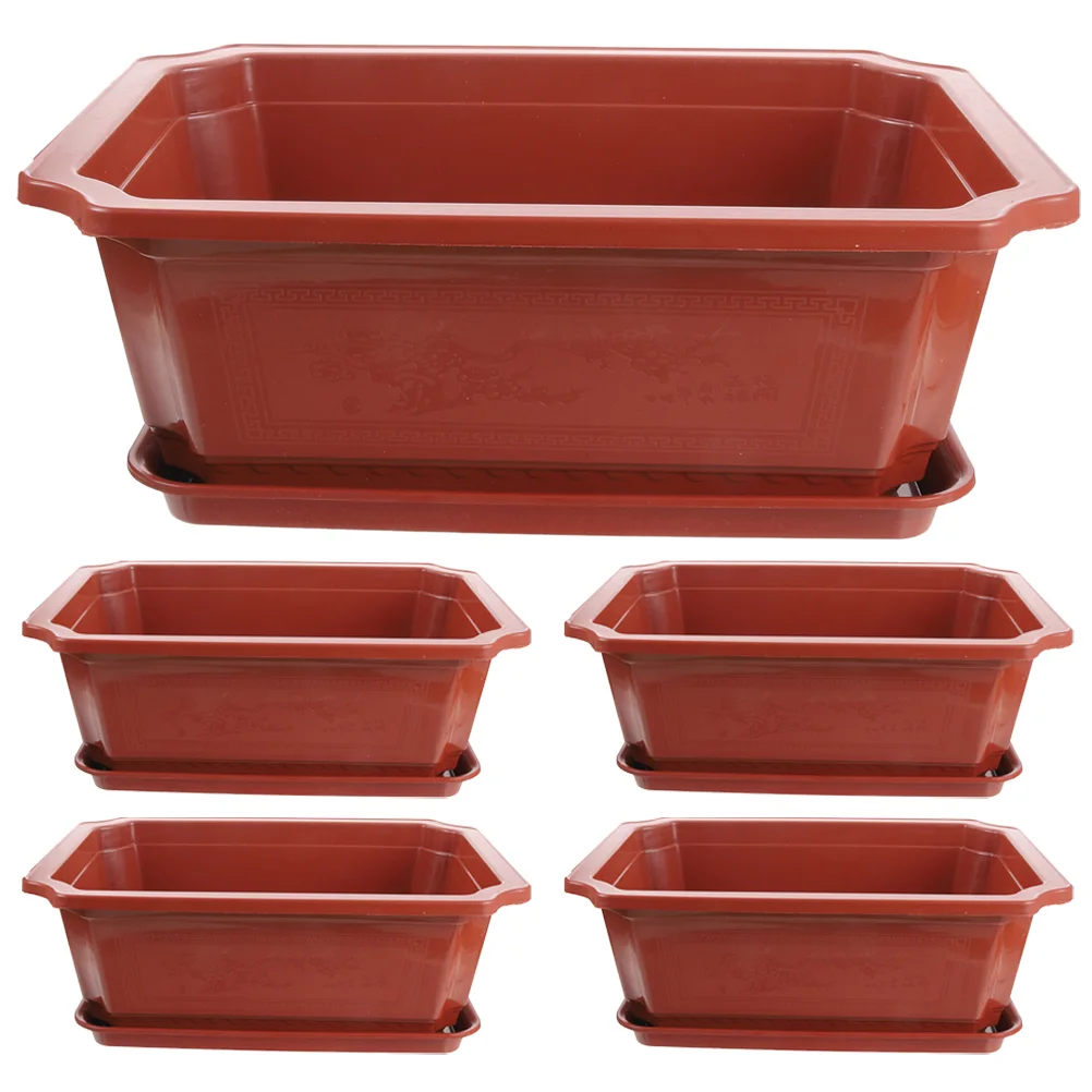 

5 Sets Large Flowerpot Office Indoor Pots Plastic Gardening Bonsai Container