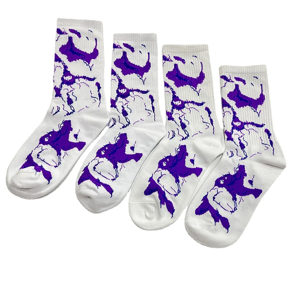 Pack of Four Pairs of Cotton Socks Young Punk Skateboard Sock Designer Pattern Cool Hip Hop