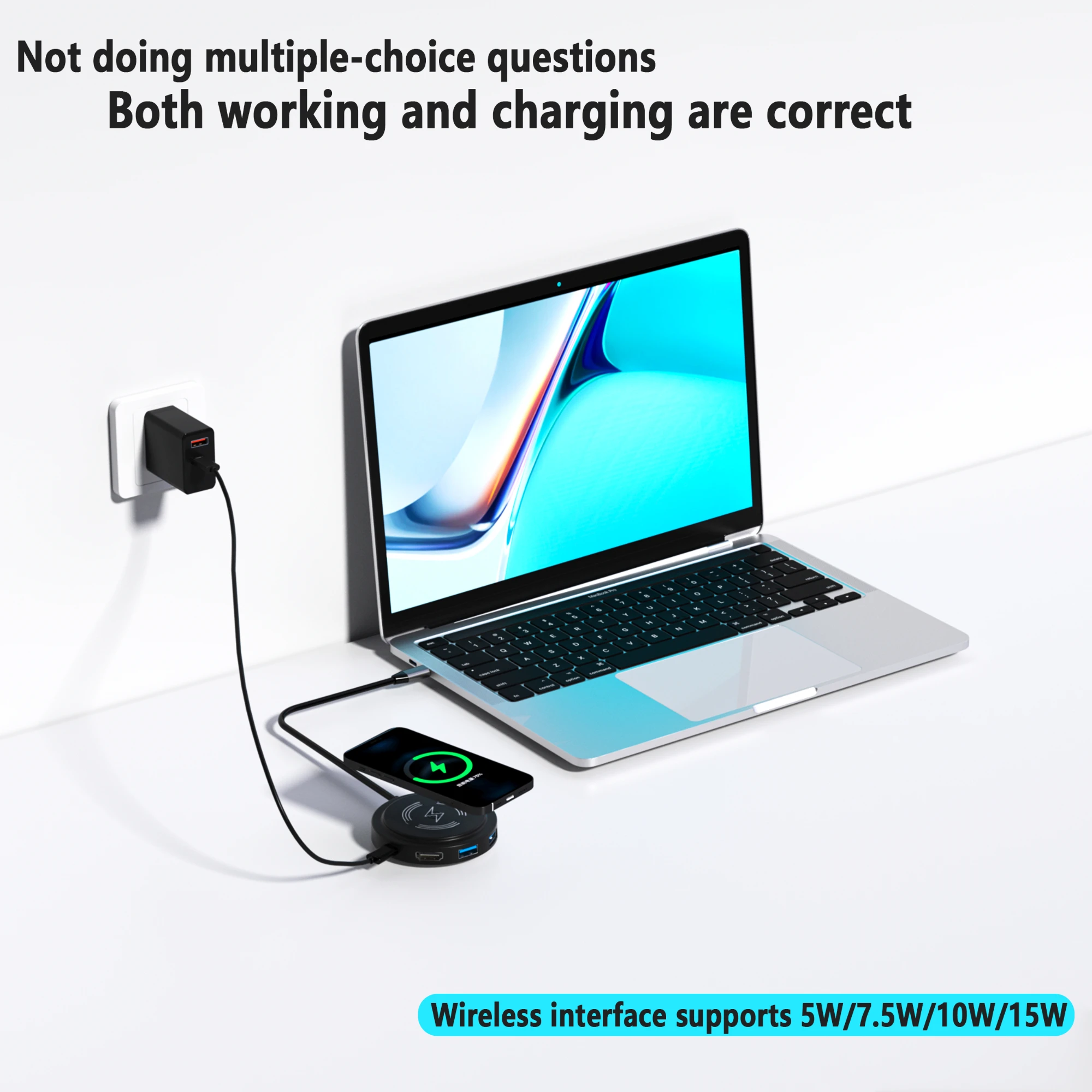 Беспроводное зарядное устройство складной разветвитель 6 в 1 адаптер Тип C 3 0 USB