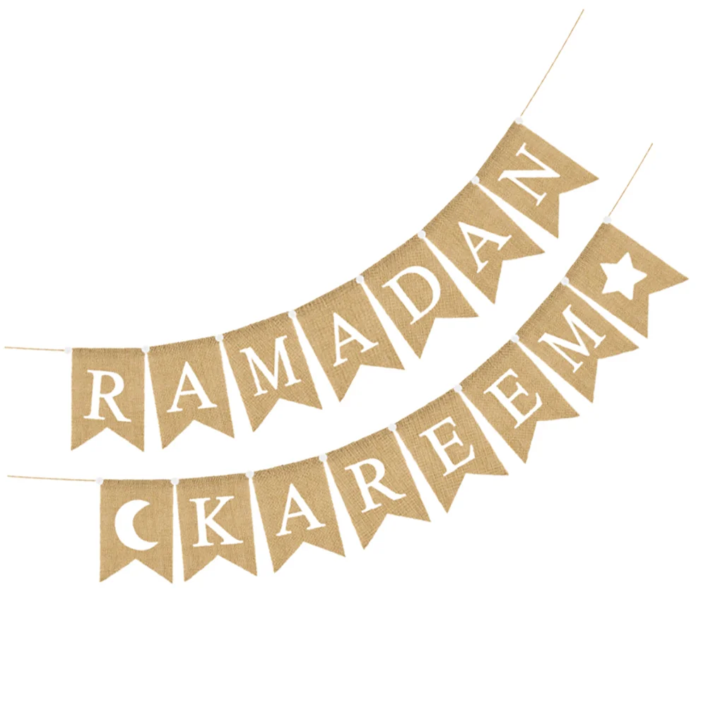 

Happy Eid Banner Decoration Home Muslim Banner Wall Hanging Decoration Ramadan Pull Flag Letter Ramadan Kareem Banner