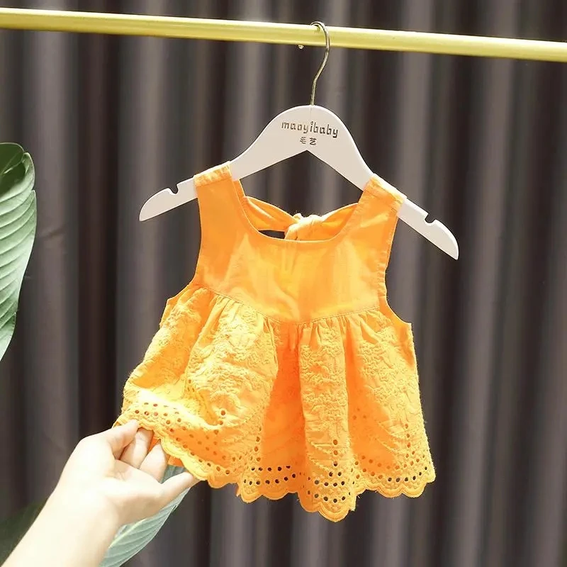 

Baby Girl Camisole T-shirt Children's Summer Clothes New Girls Jacquard Vest Camisole Top Bottoming Shirt