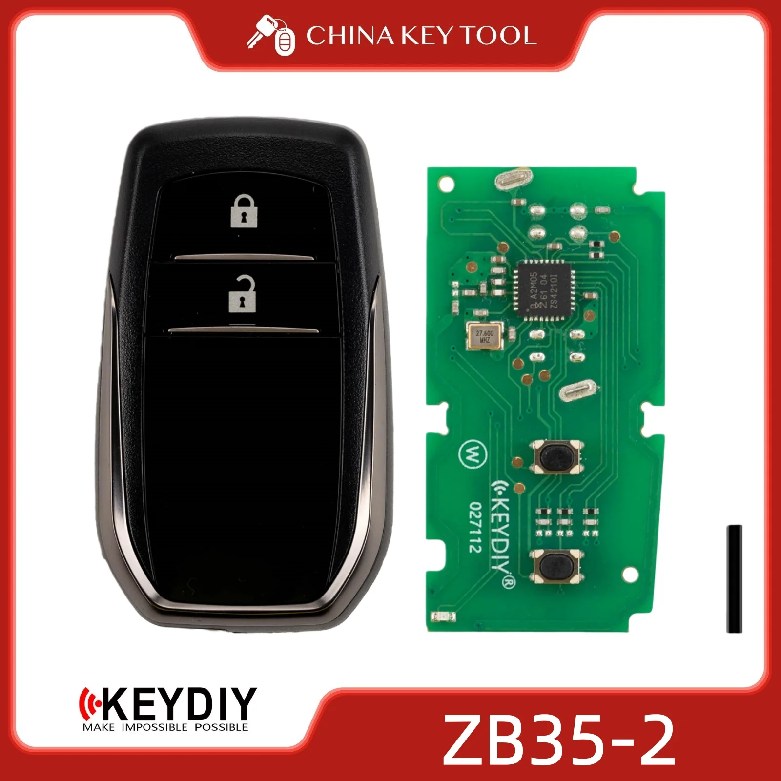 

KEYDIY KD ZB35-2 Универсальный интеллектуальный дистанционный ключ с 2 кнопками, совместимый с типом Toyota