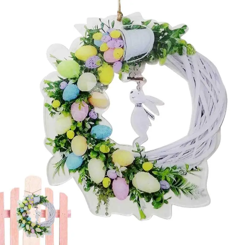 

Easter Wreath 2D Acrylic Easter Rabbit Wreath Spring Garlands With Pastel Eggs And Mixed Twigs For Front Door Party Decorations