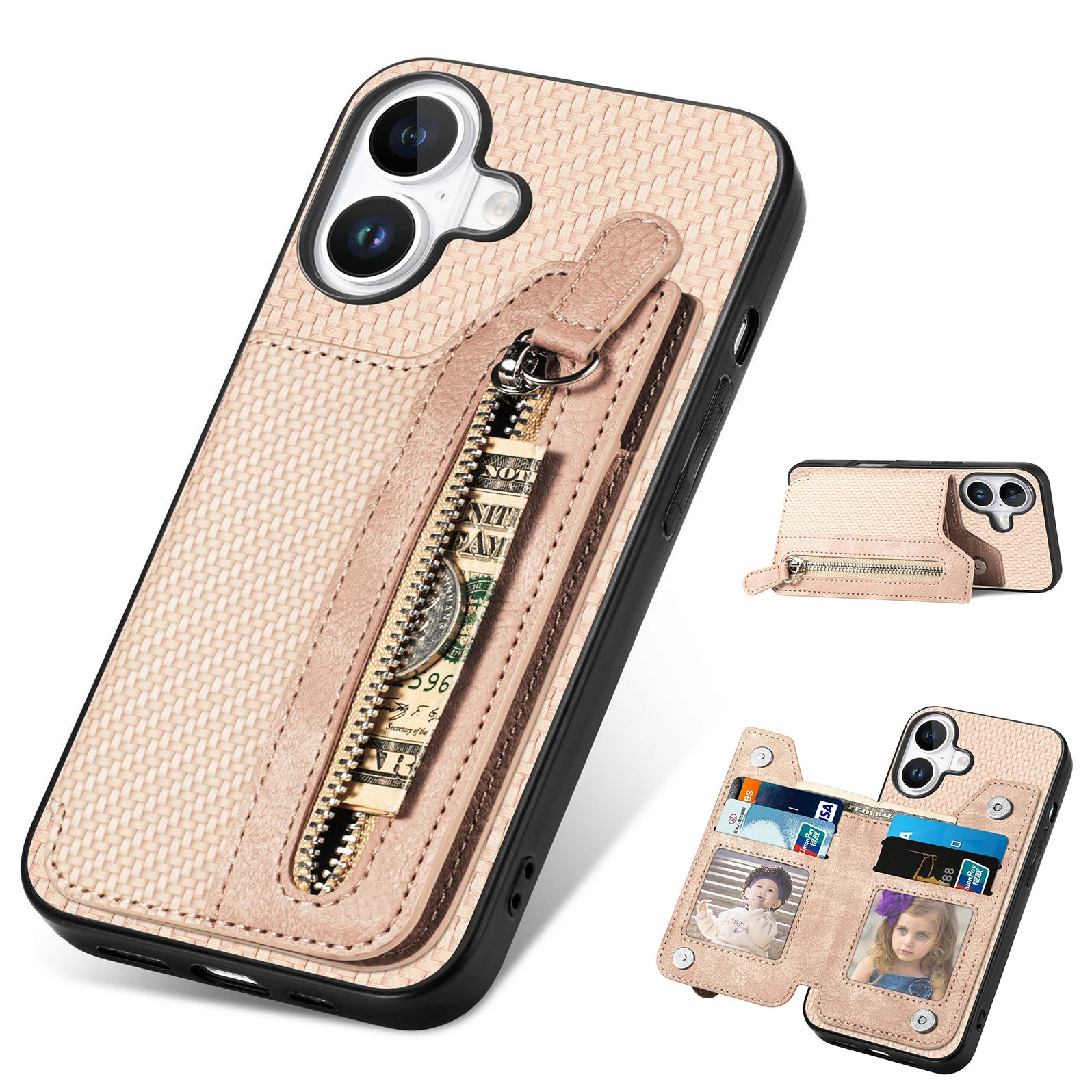 Фото Чехол-кошелек с карманом на молнии для OPPO Reno 14 Pro 13F 13 11 10 8Z 8T 7Z 7 Lite 6, микрофибра, 4 слота для карт, защитный чехол от падения №5