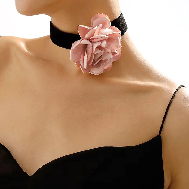 Ожерелье с большим кулоном в виде цветка чокер для женщин и девушек модные