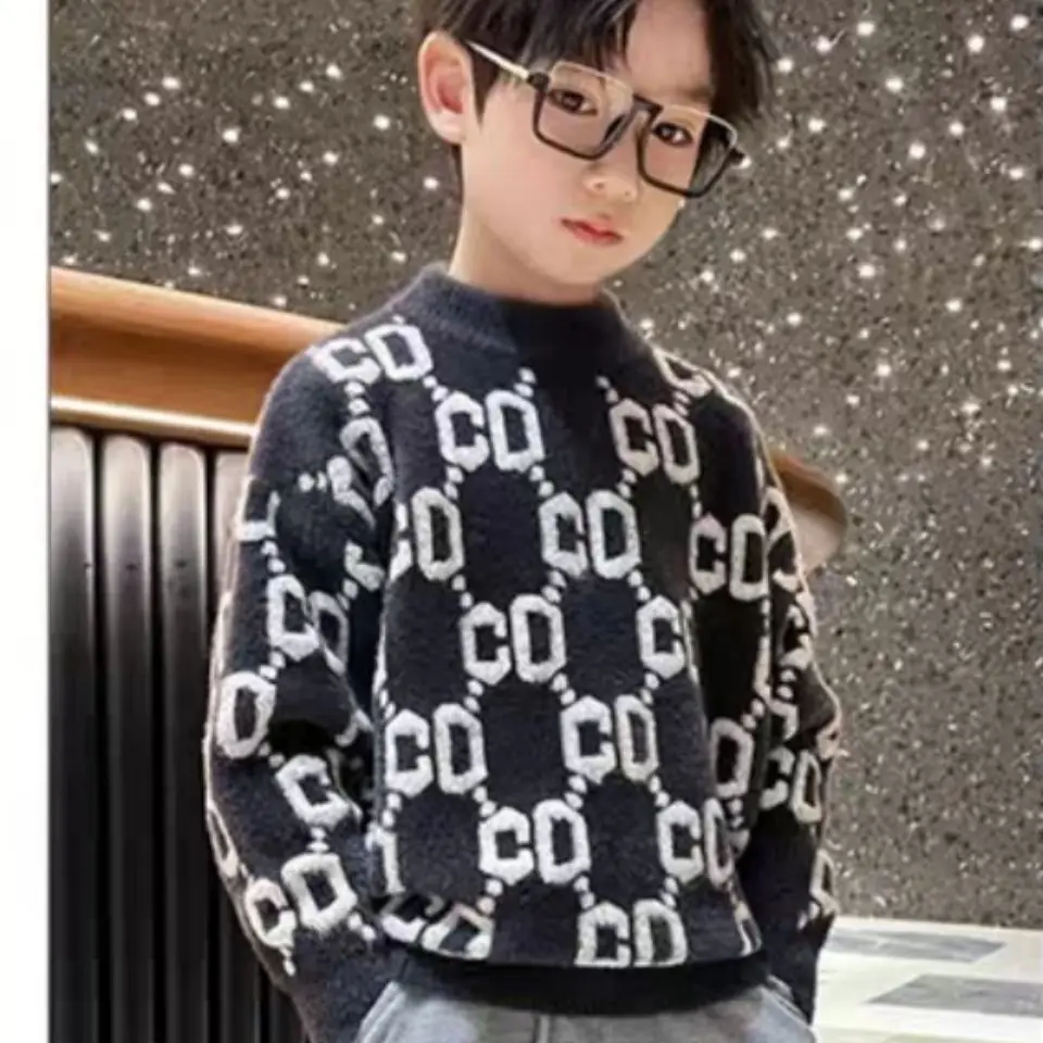 

Boys' middle and old children's winter sweaters new thickened warm and fashionable bottoms