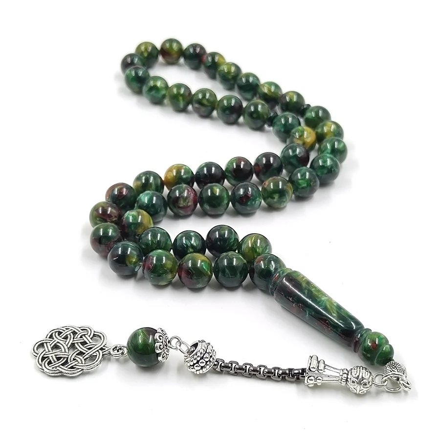 Tasbih зеленый цвет смолы мусульманский мужской фотобраслет Арабские Ювелирные