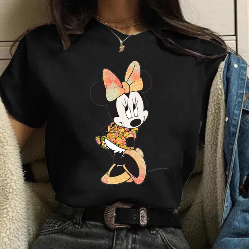 Футболка женская с принтом Минни Маус милая Модная рубашка в стиле 90-х Харадзюку