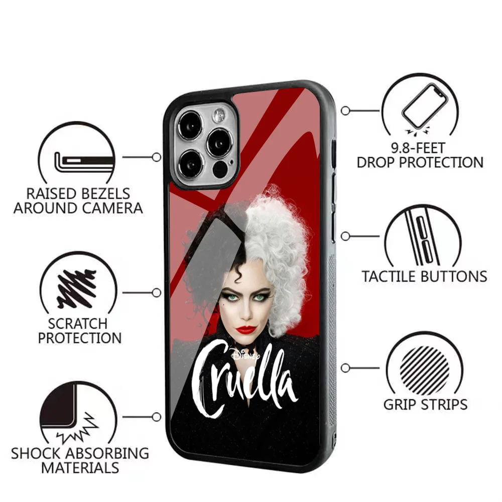 Чехол для телефона C-Cruella Punk D-Disney девочек IPhone 15 14 13 Pro Max 11 12 Mini Alex Mirror Magsafe чехол