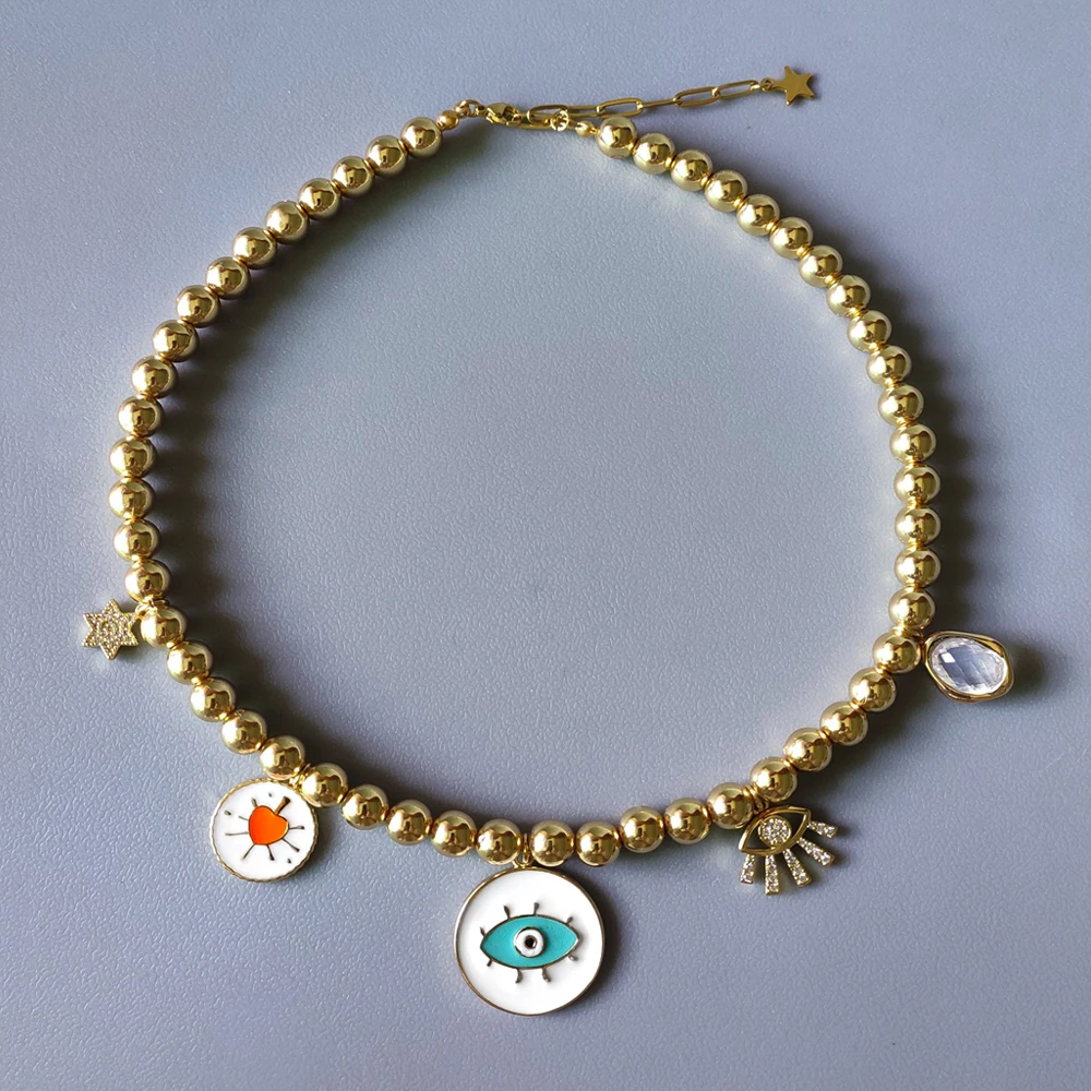 

Креативный дизайн, бусины из медного сплава, Очаровательное ожерелье с кулоном «звёзды» с микро-инкрустацией из циркония, украшенное ожере...