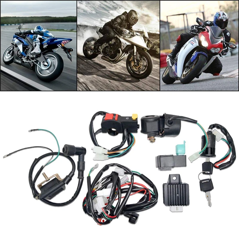 

1Set Motorcycle CDI Wiring Harness Loom Solenoid Ignition Coil Rectifier for 50cc 110cc 125cc PIT Quad Dirt Bike ATV Moto Parts