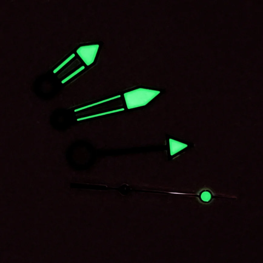 Watch Hands 12.5MM GMT Watch Accessories Black and Green Four Hands Green Luminous Watch Hands for Japanese NH34 Movement 15.5mm