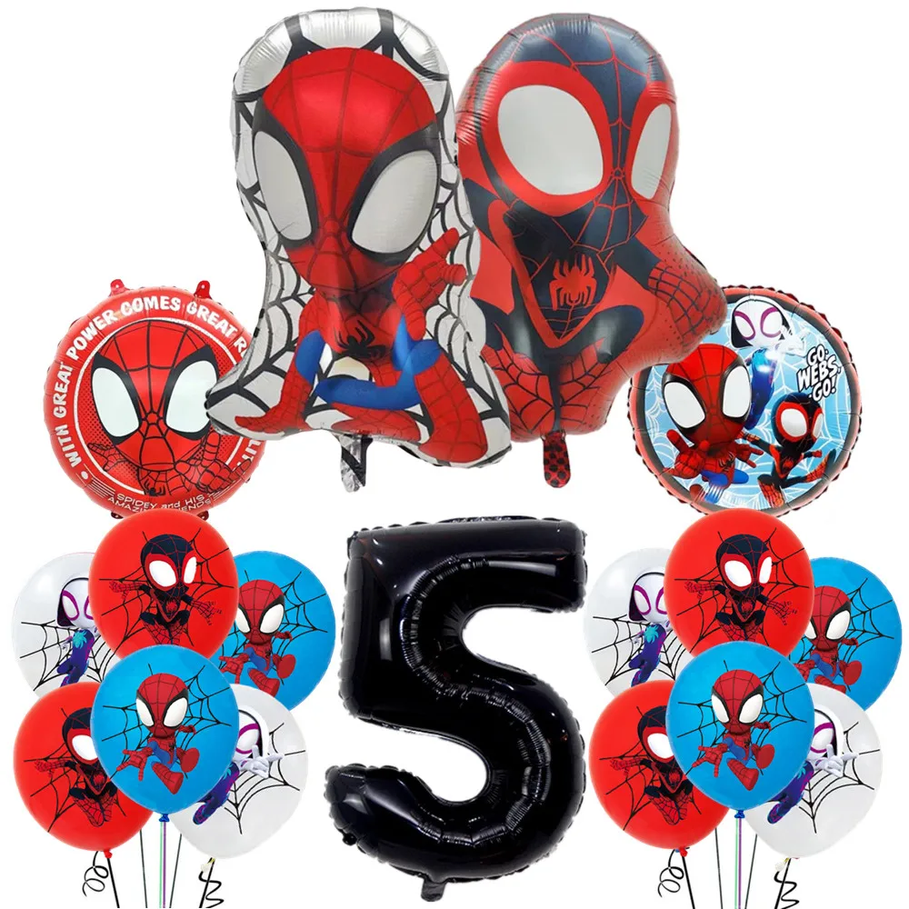 Spidey And His Amazing Friends Balloons Set Latex Foil Balloons Spiderman Birthday Party Decoration Baby Shower Toys For Kids