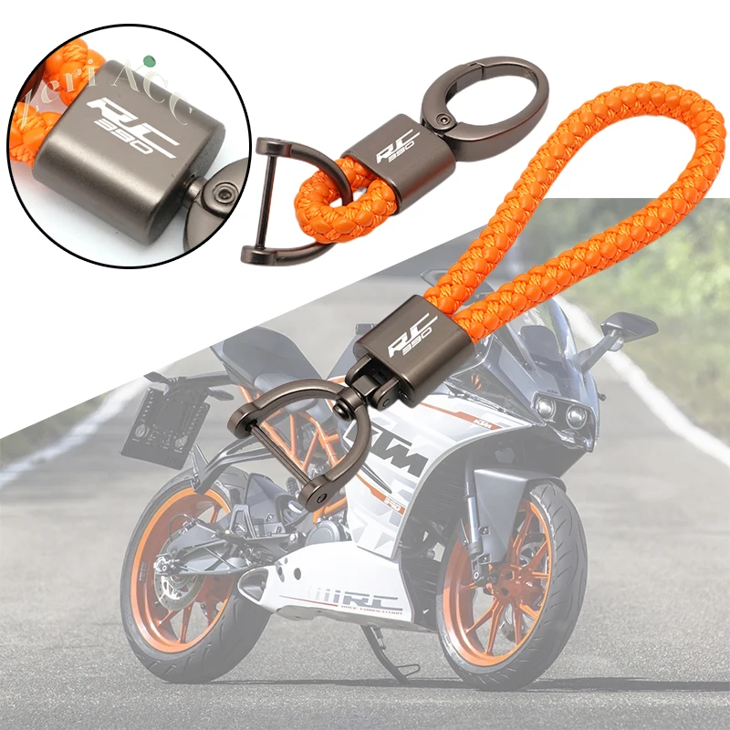 Hot Deal Quality Braided Rope Keychain Motorcycle Accessories Custom Keyring With RC390 LOGO For KTMR2R RC 390 2017-2020 2022