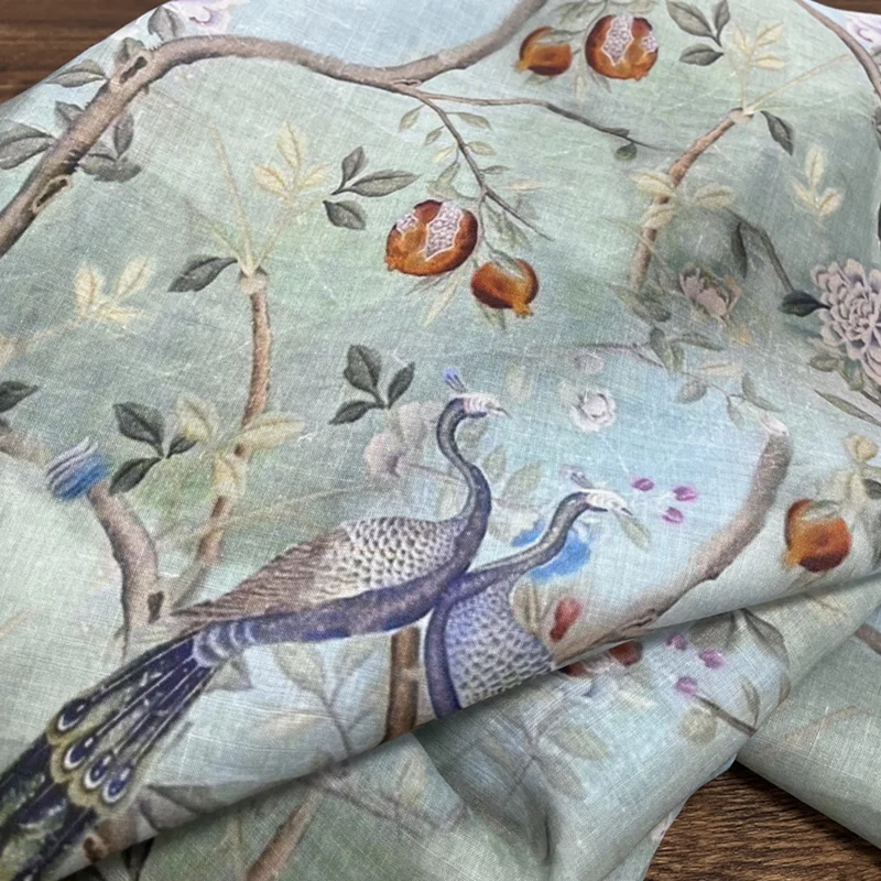 Льняная рубашка-Ципао китайское платье модное Aristolochia Ringens Ramie ткань с принтом