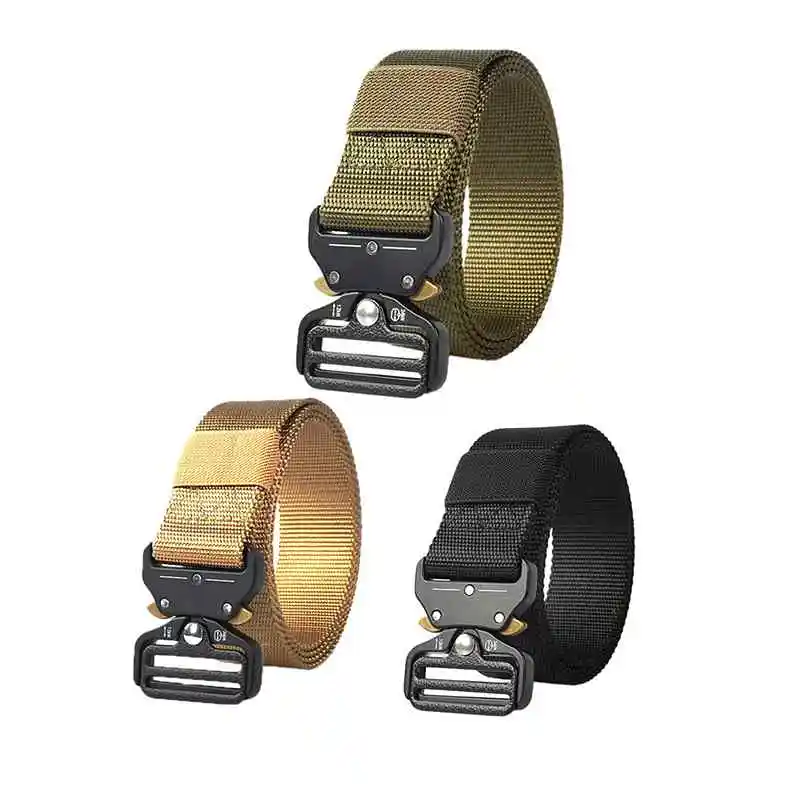 

Military Belt Men Tactical Belt with Quick Release Metal Buckle for Military Training Hiking Rigger 1.5" Nylon Web Work Belt