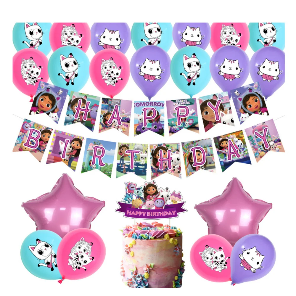 

Набор украшений для кукольного домика Gabby, украшения на день рождения, возлюбленные шары, тематический набор с кошкой, украшение для вечерние НКИ, фигурки для кукольного домика, игрушки для Chil