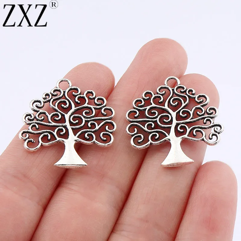 

ZXZ 20pcs античное Серебрянное дерево Life подвески, двусторонние подвески для ожерелья, браслета, DIY ювелирные изделия, фурнитура