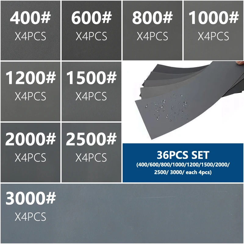 

Набор шлифовальных листов XCAN, 36 шт., 400-3000 зернистость