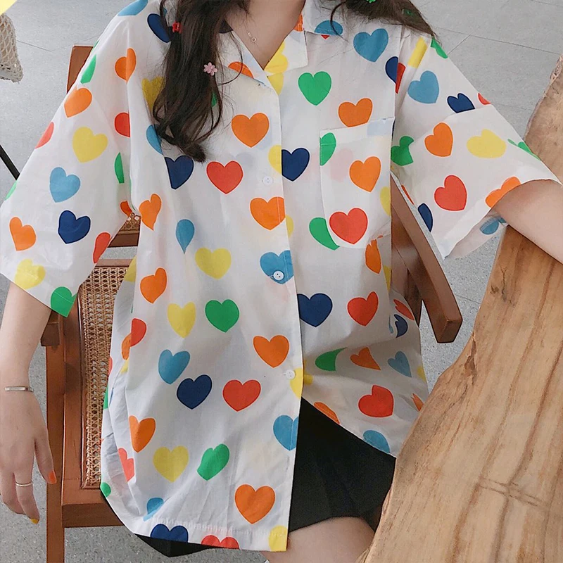 

Love print casual lapel shirt