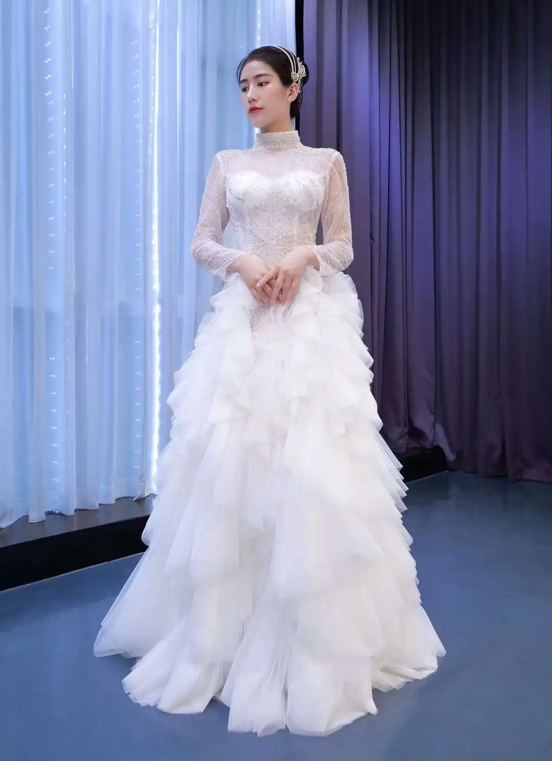 

Aoliweiya Bridal #67115 Sheath High Neck Wedding Dress
