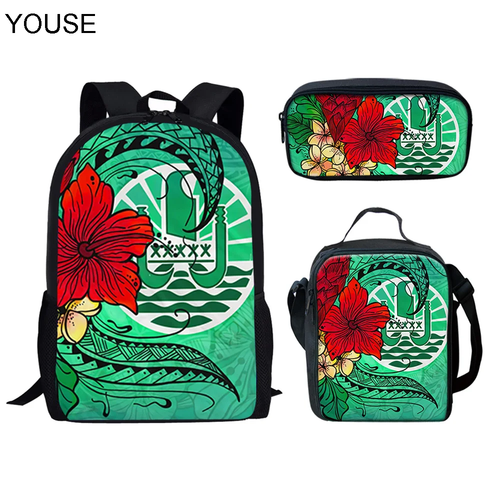 YOUSE модный Таити полинезийский Гибискус школьные сумки с рисунком для подростков школьные рюкзаки Набор детских школьных сумок 3 шт. Лидер п...