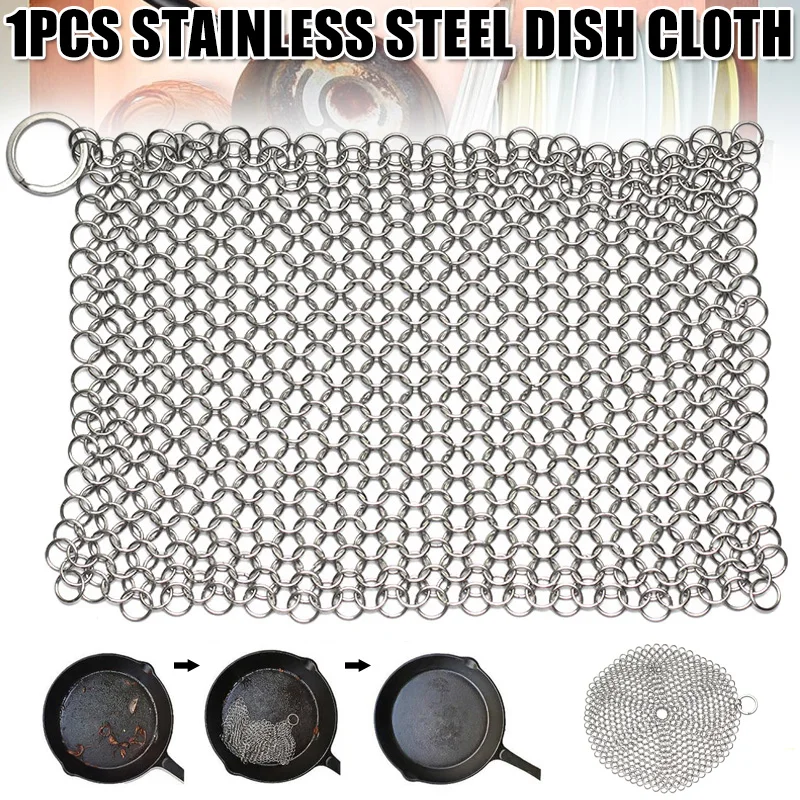 

Stainless Steel Cast Iron Cleaner Scrubber Washing Pot Net Kitchen Cleaning Cloth For All Types Of Skillet Griddles Ring