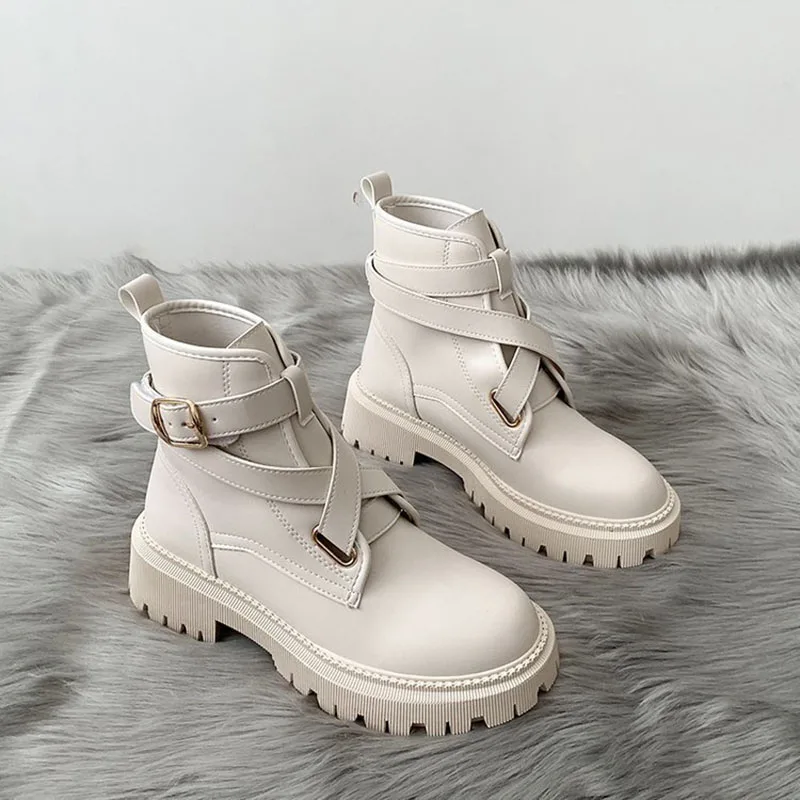 

Martin Boots Women's 2022 New Spring Fashion Thick Bottom Heightened British Style Sweet Lolita Female Shoes Motorcycle Boots