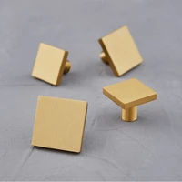 modern solid brass cabinet knobs square furniture drawer knob dresser pulls kitchen furniture handles gold copper