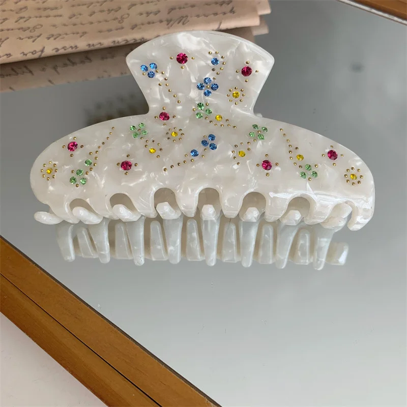 Винтажный роскошный циркониевый храповик из ацетата для девочки, сладкий краб-зажим с розеткой, головной убор с камнями-стразами для женщин.