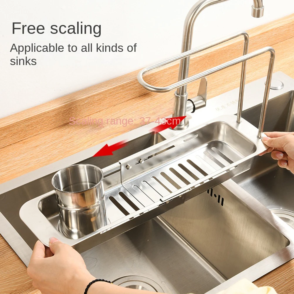 

Stainless Steel Kitchen Sink Retractable Drain Rack Household Vegetable Wash Basin Drain Basket Filter Basket
