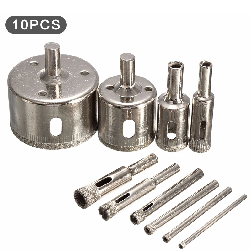 10pcs 3mm-50mm Diamond Coated Hss Drill Bit Set Tile Marble Glass Ceramic Hole Saw open Drilling Bits Diamond Core Bit